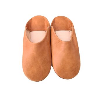 Babouche Personnalisé en Cuir - Caramel