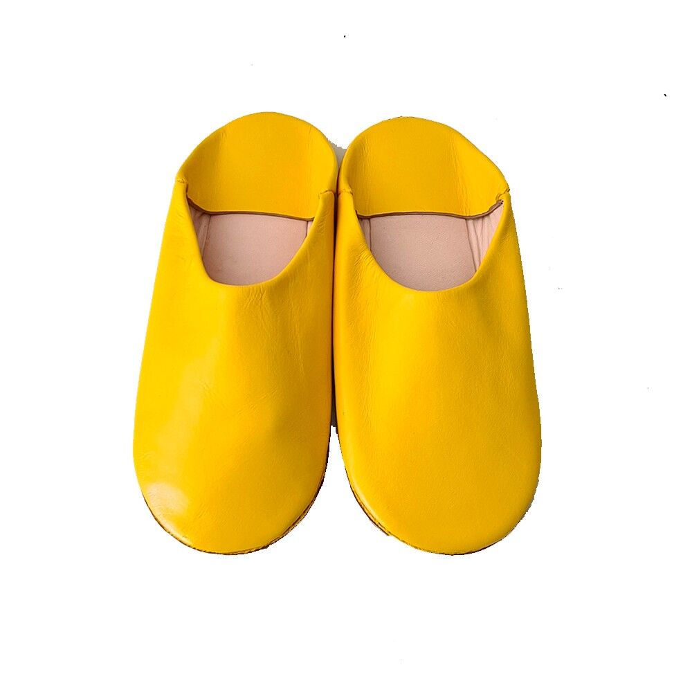 Achat Babouche Personnalise en Cuir Jaune en gros