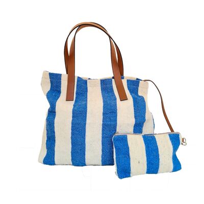 Einkaufstasche aus recyceltem Berberteppich - Blau