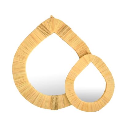 Raffia mirror wall decoration