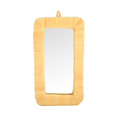 Raffia rectangle mirror wall decoration