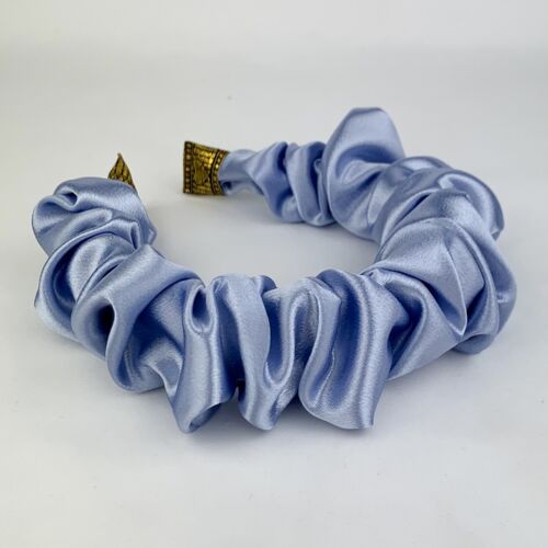 Lila Blue Satin Ruffle Headband