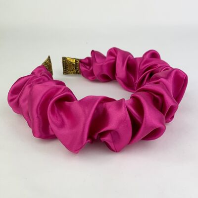 Lila Hot Pink Satin Ruffle Headband