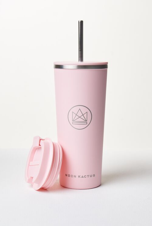 Neon Kactus Insulated Coffee Cups 24oz - Pink Flamingo