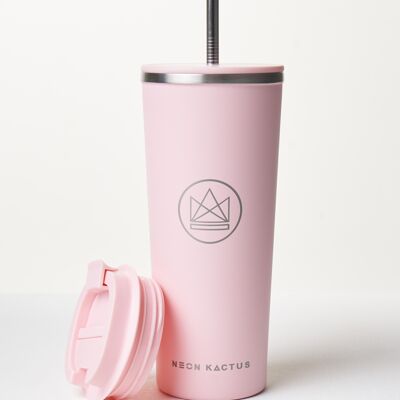 Tazas de café con aislamiento Neon Kactus 24oz - Pink Flamingo