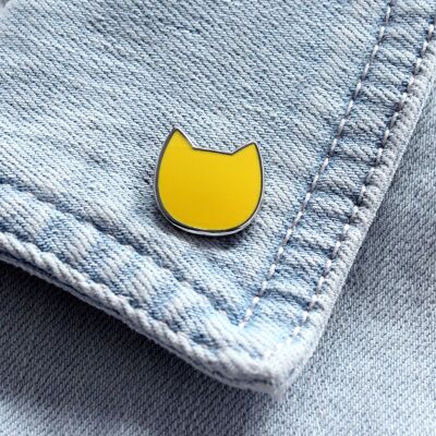 Mini cat pin badge - yellow