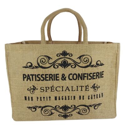 Grand sac à provisions en jute végétalien shopper panier sac panier sac à provisions