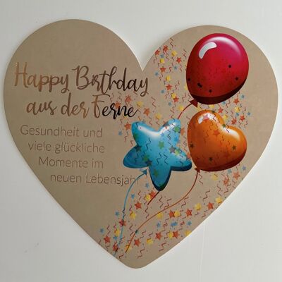 Heart card 21.5 x 18.5 cm - Happy Birthday Greetings from afar. Health and many happy moments in the new year!