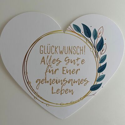 Herzkarte 21,5 x 18,5 cm - Glückwunsch! Alles Gute für euer gemeinsames Leben