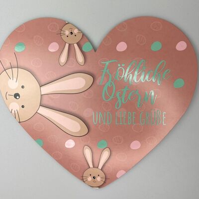 Tarjeta corazón 21,5 x 18,5 cm - ¡Felices Pascuas y los mejores deseos!