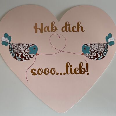 Decorative heart XXL 34 x 30 cm - I love you so much!