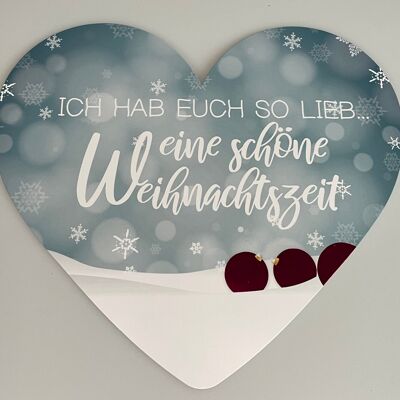 Herzkarte 21,5 x 18,5 cm - Ich hab euch so lieb...Eine schöne Weihnachtszeit