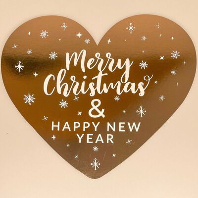 Herzkarte 21,5 x 18,5 cm - Merry Christmas and Happy New Year!