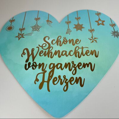 Corazón decorativo XXL 34 x 30 cm - Feliz Navidad con todo mi corazón