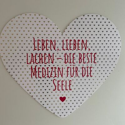 Heart card 21.5 x 18.5 cm - live, love, laugh - the best medicine for the soul