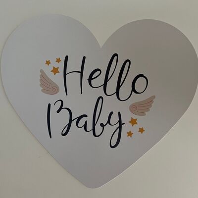 Heart card 21.5 x 18.5 cm - Hello Baby