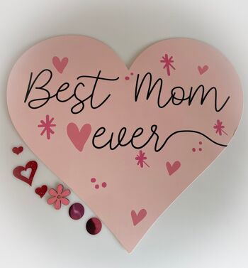 Coeur déco XXL 34 x 30 cm - Best Mom ever 2