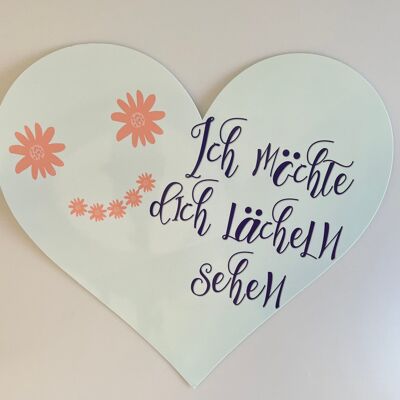 Cuore decorativo XXL 34 x 30 cm - Voglio vederti sorridere