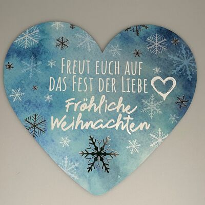 Herzkarte 21,5 x 18,5 cm - Freut euch auf das Fest der Liebe - Fröhliche Weihnachten!