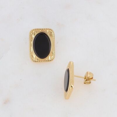 Golden Vena earrings with Onyx stone