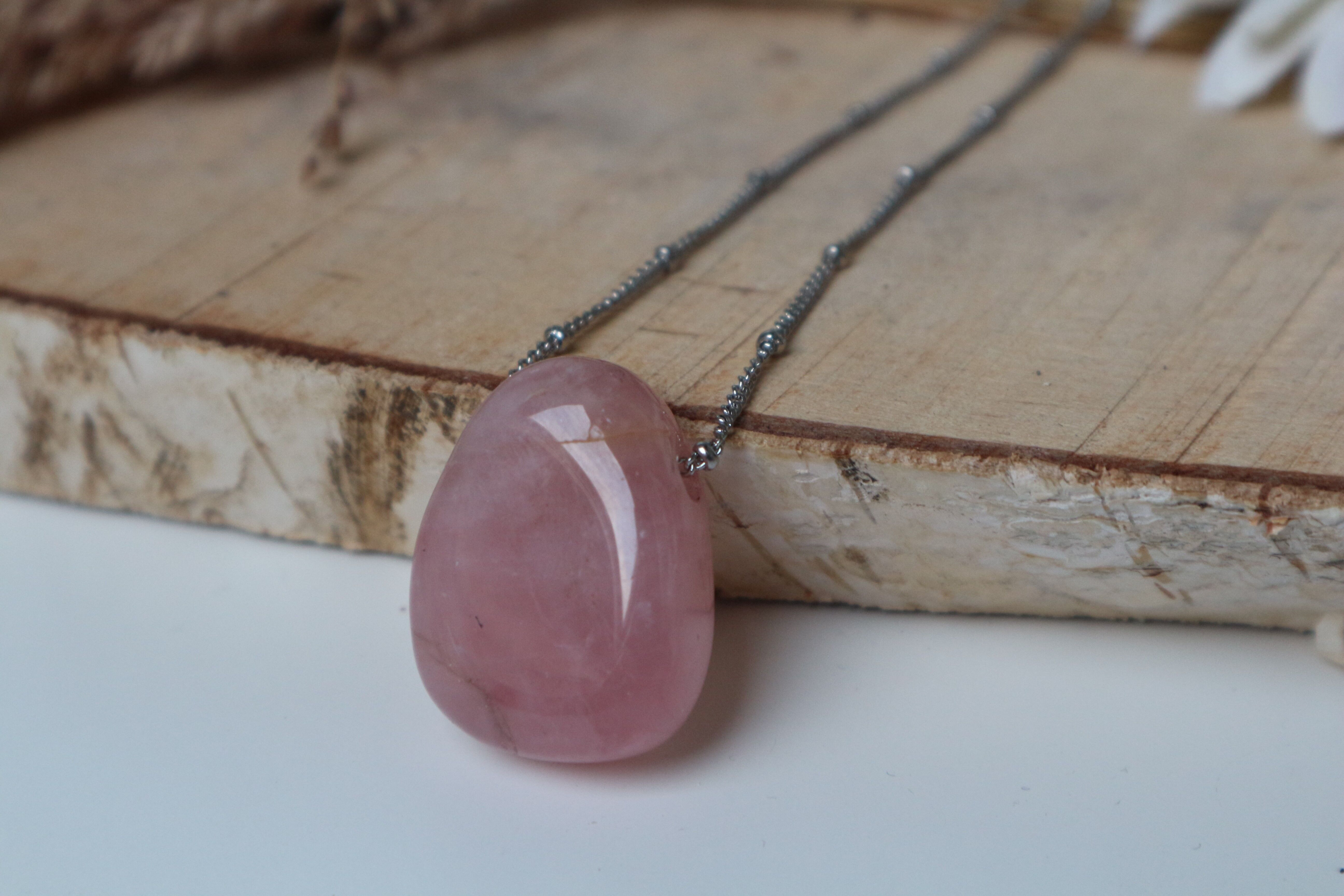 Collier de Pierres Précieuses - Quartz Rose