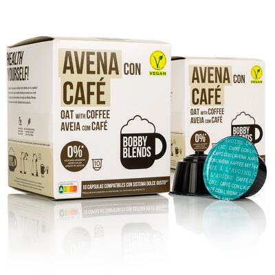 Bobby Blends - Cafe con Bebida Vegetal de Avena Compatible con Sistema de Cafetera Dolce Gusto - 20 Capsulas de Cafe Vegano sin Azucares Añadidos - Cafe Veggie