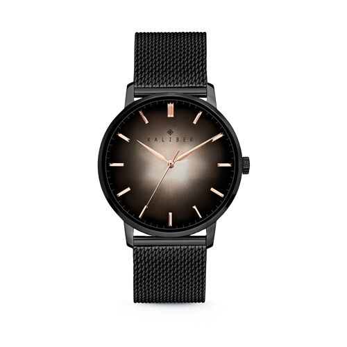 Kaliber Watch with Black Mesh Strap and Black Plated 40MM Case rosegold