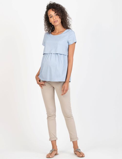 CLAUDIA - maternity & nursing shirt AZZURRO