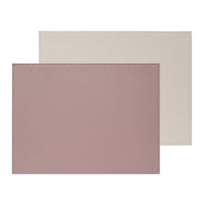DUO - Mantel individual rectangular, rosa palo/piedra
