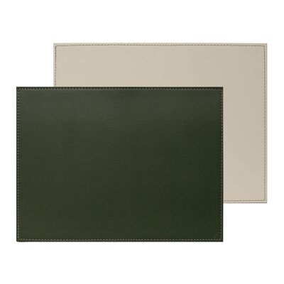 DUO - Rectangular placemat, olive/ivory