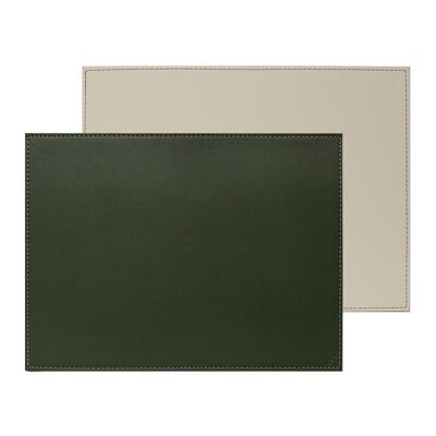 DUO - Set de table rectangulaire, olive/ivoire