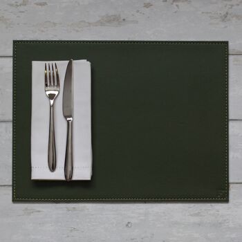 DUO - Set de table rectangulaire, olive/ivoire 4