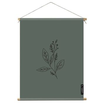 Affiche textile à l'intérieur du vert de fleurs sauvages