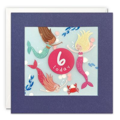 Age 6 Mermaids Paper Shakies Card