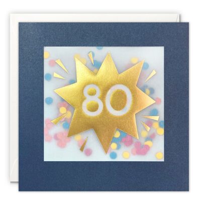 Age 80 Gold Paper Shakies Card