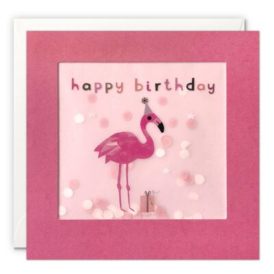 Happy Birthday Flamingo Paper Shakies Card