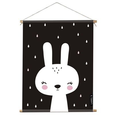 Poster textile enfant lapin noir