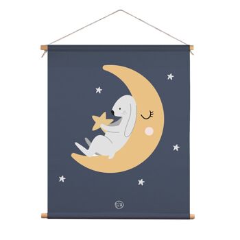 Poster textile enfant lapin de lune