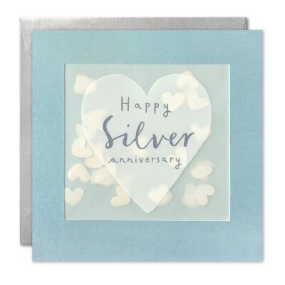 Silver Anniversary Heart Paper Shakies Card