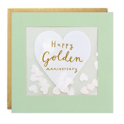 Golden Anniversary Heart Paper Shakies Card
