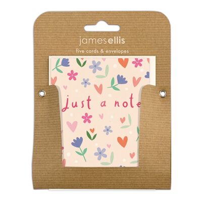 Just a Note Flower and Heart Pattern pk of 5 cards