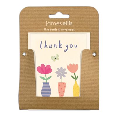 Thank You Flowers in Vases pk of 5 cards