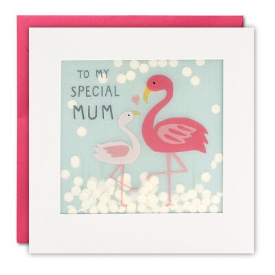 Special Mum Flamingos Paper Shakies Card