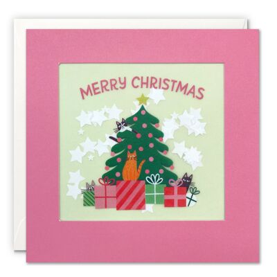 Cats Christmas Tree Paper Shakies Card