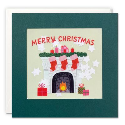 Fireplace Christmas Paper Shakies Card