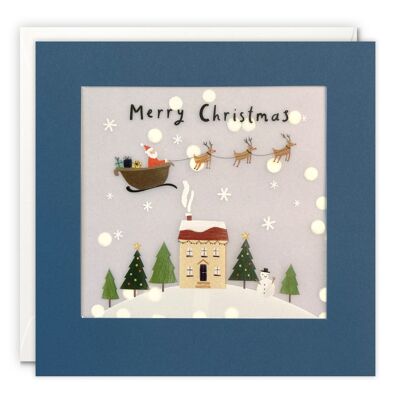 Santa Sleigh Christmas Paper Shakies Card