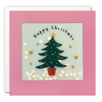 Pink Christmas Tree Paper Shakies Card