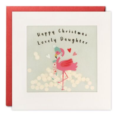 Daughter Flamingo Christmas Paper Shakies Card