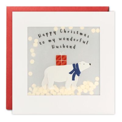 Husband Polar Bear Christmas Paper Shakies Card