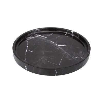 Marble tray round with edge Ø30cm black